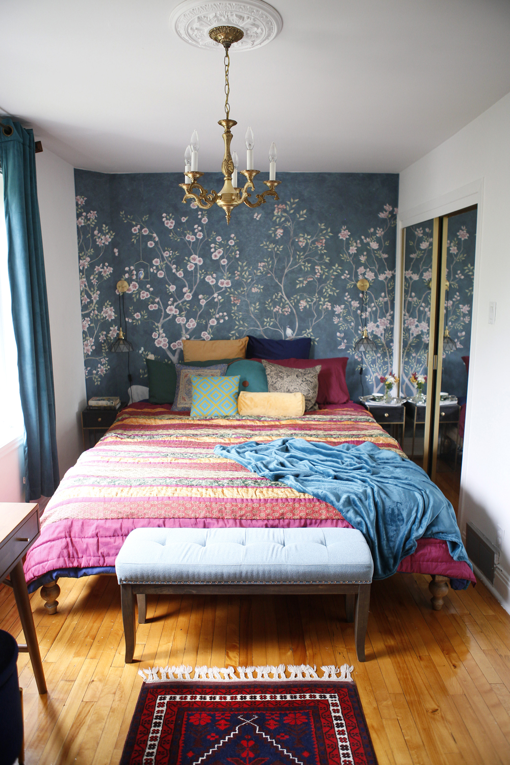 Bedroom with jewel tones