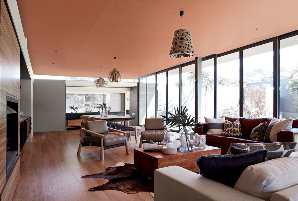 Large living room featuring warm colours and contemporary design.
