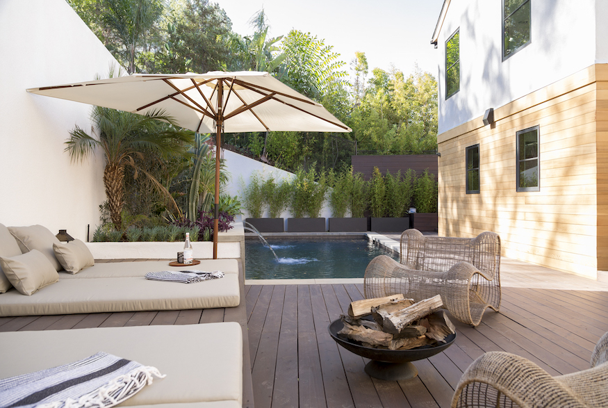 Backyard and pool in Jon Hamm's Los Feliz home