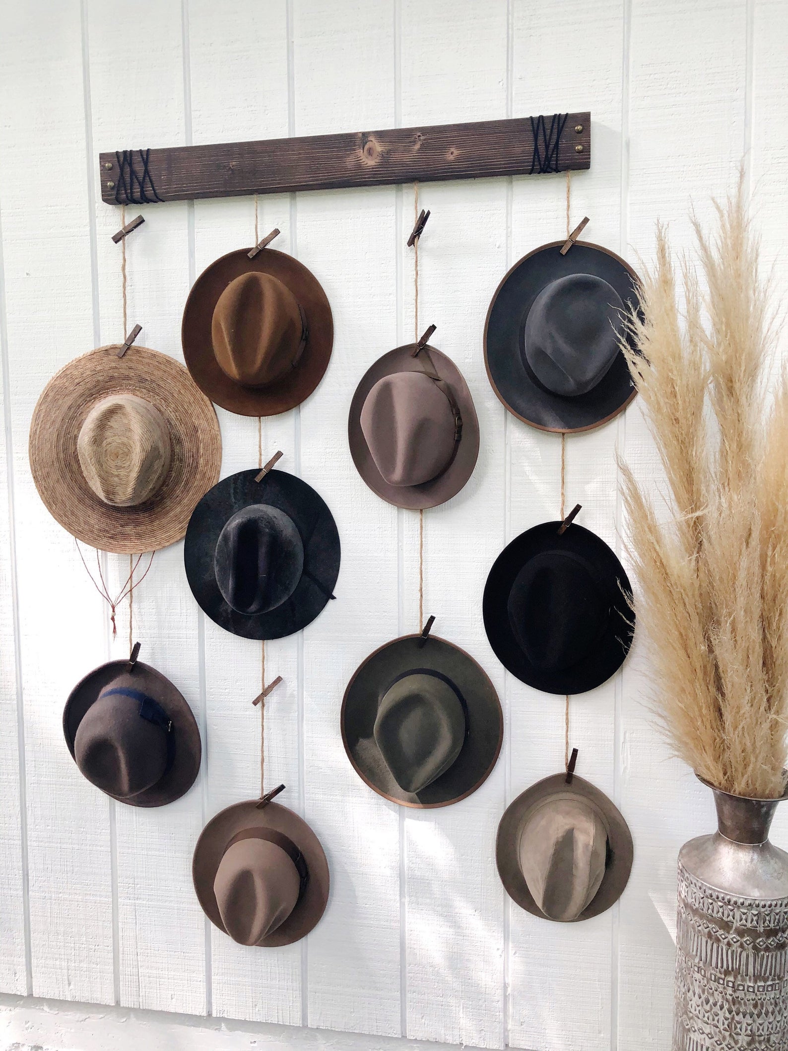 Hats hanging on a wall