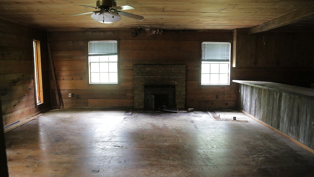 Empty, dirty wood cabin