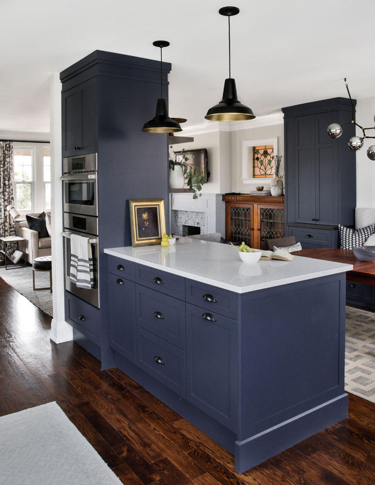 rustic blue kitchen design.