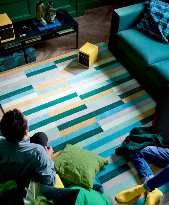 IKEA KRONGE teal and turquoise rug