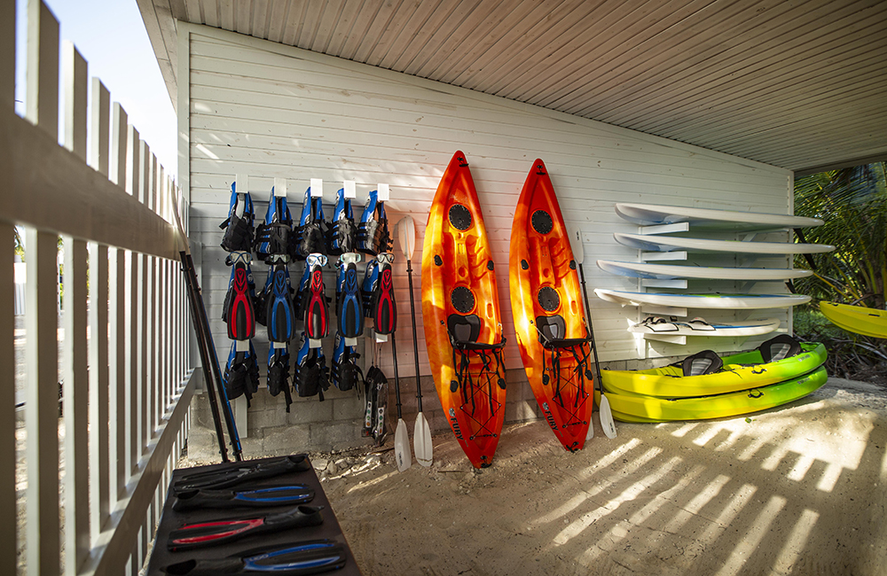 A collection of water craft and toys.