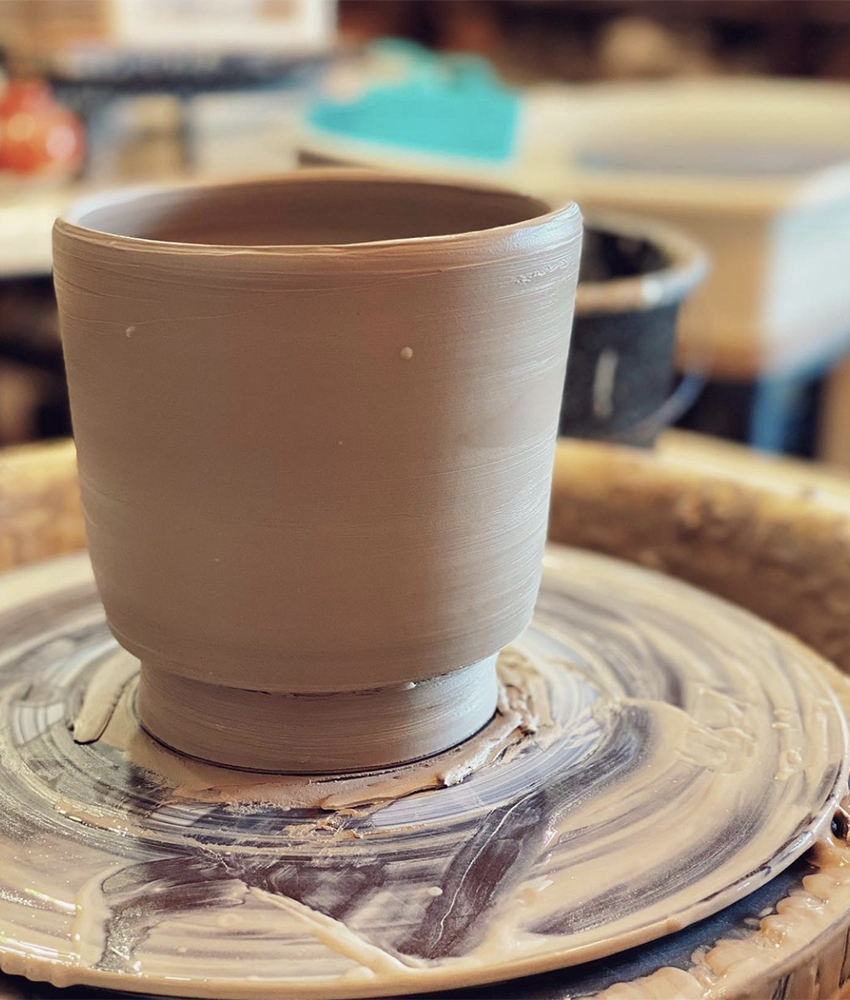 Handmade pottery before it goes into the kiln