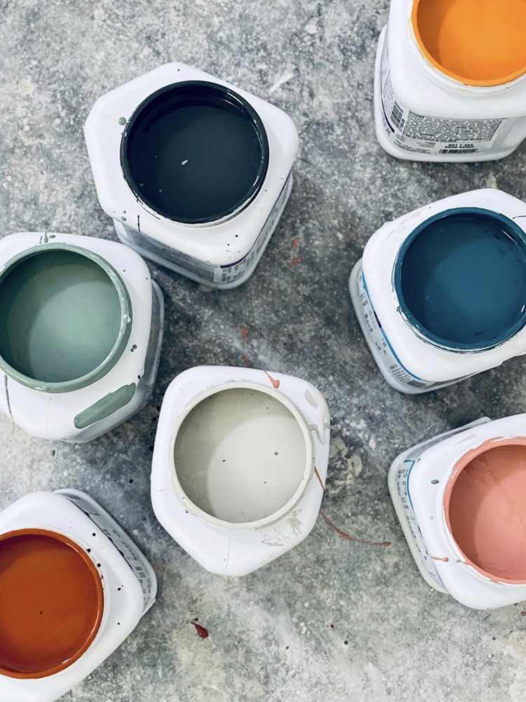 Aerial view of paint pots
