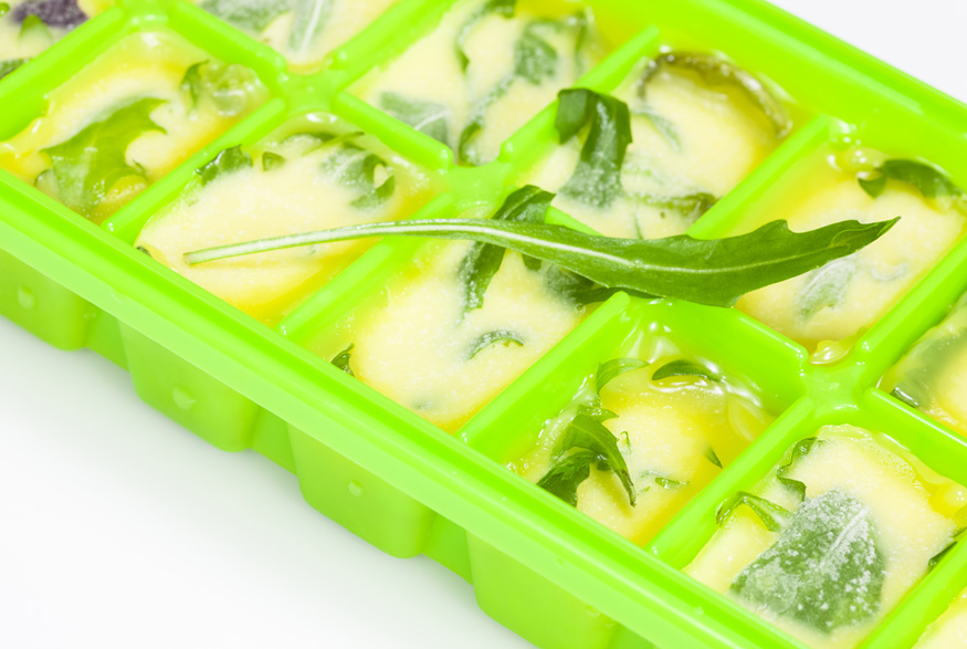 Infused butter in an ice tray