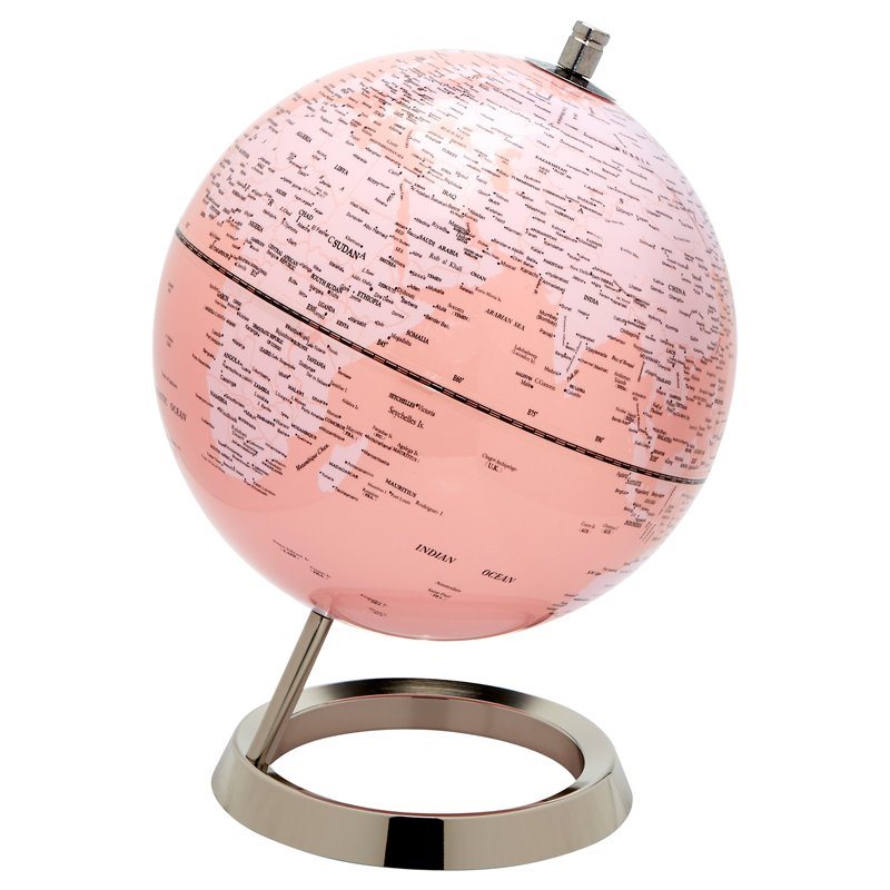 pink globe on white background
