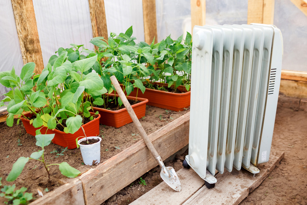 Portable heater in a greenhouse