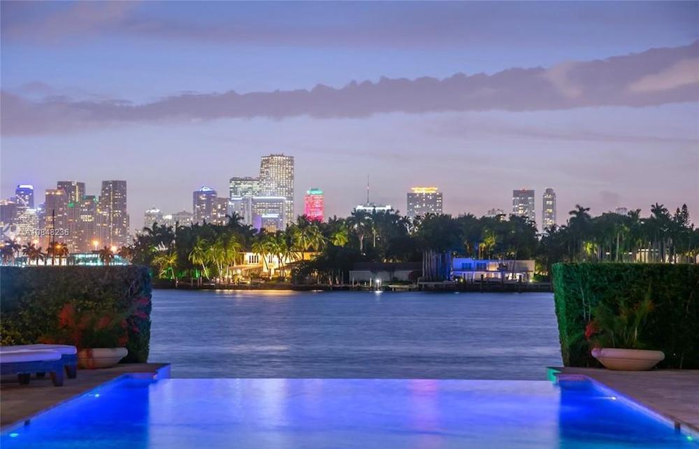 View of the Miami skyline overlooking water