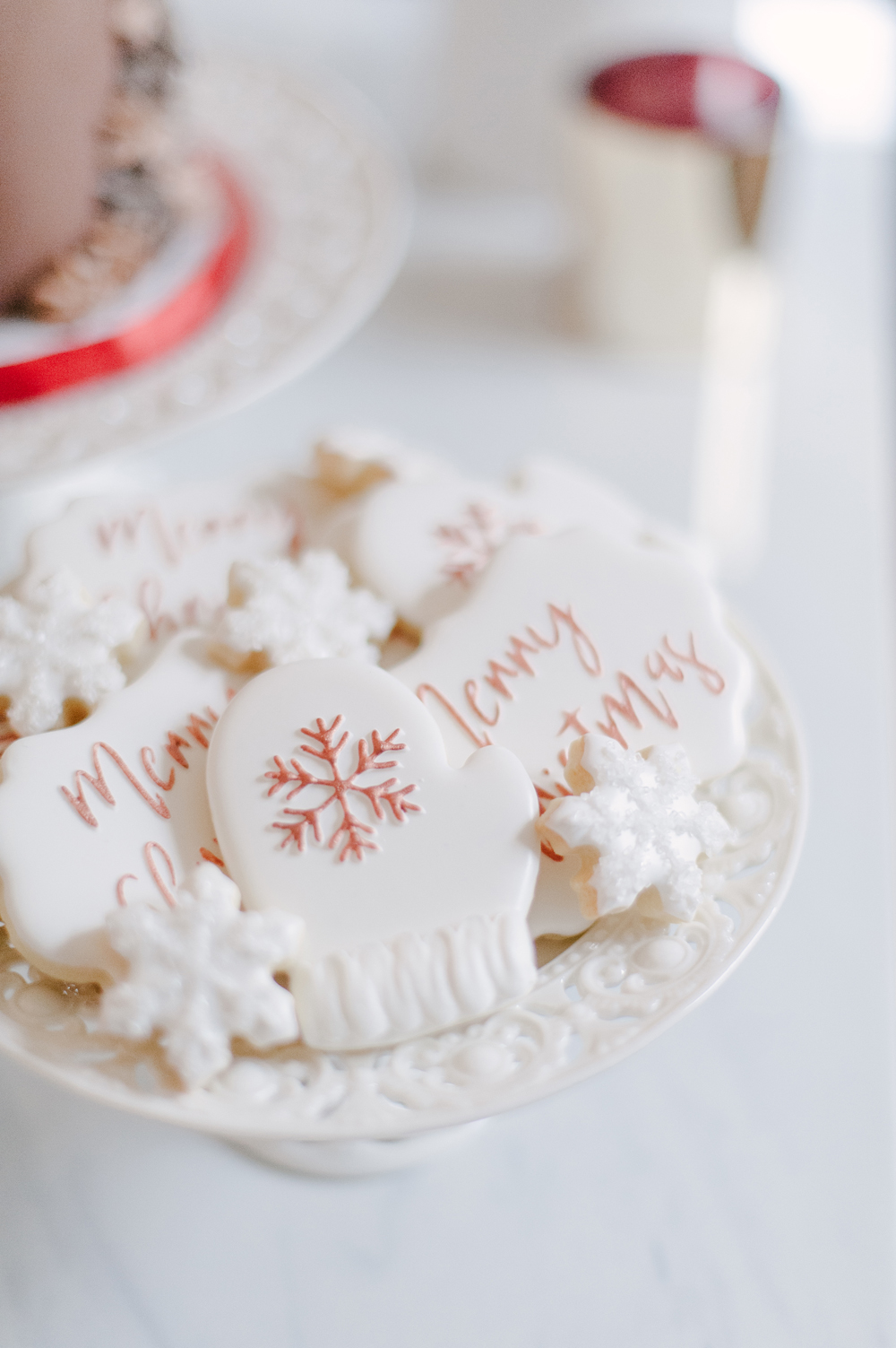 festive holiday cookies with merry christmas greeting