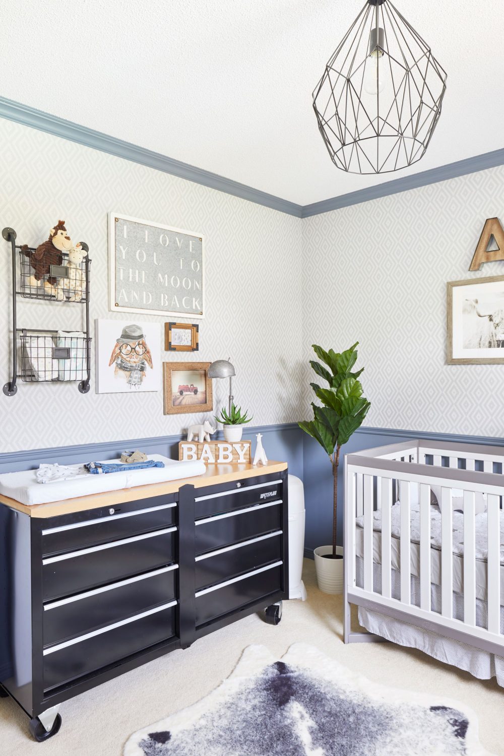 Nursery with tool box changing table