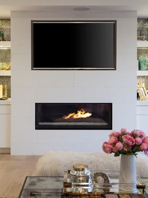 Fireplace in living room of Real Housewives of Orange County Kelly Dodd's California mansion
