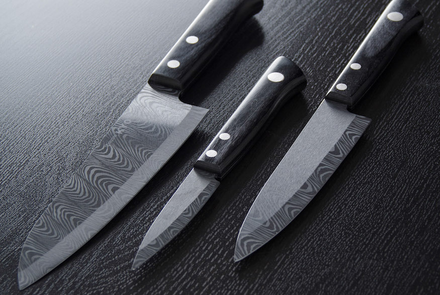 Sharp kitchen knives on a table