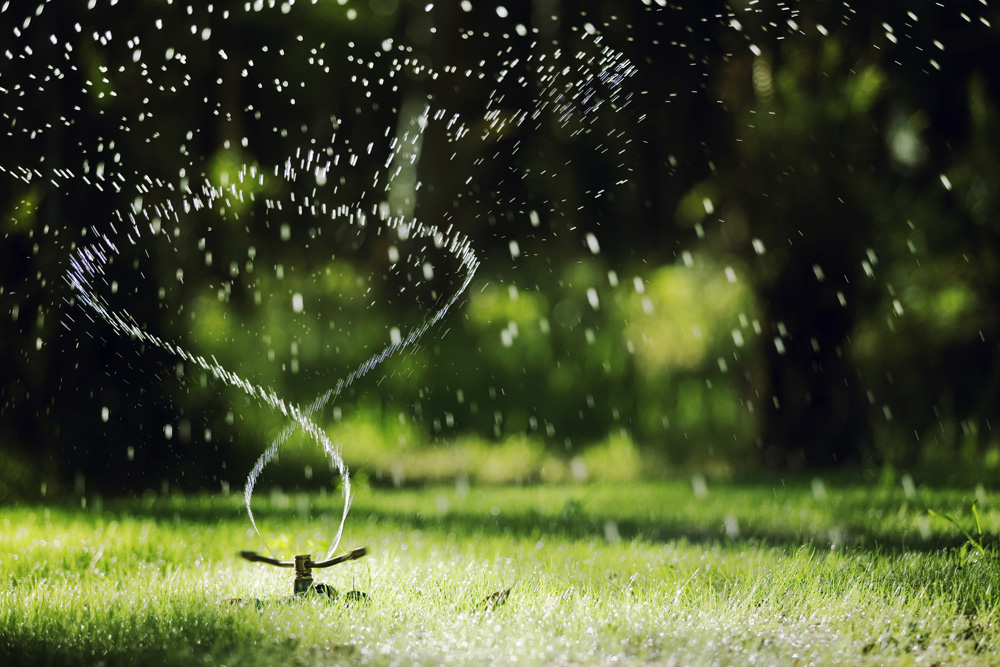 Watering a lawn
