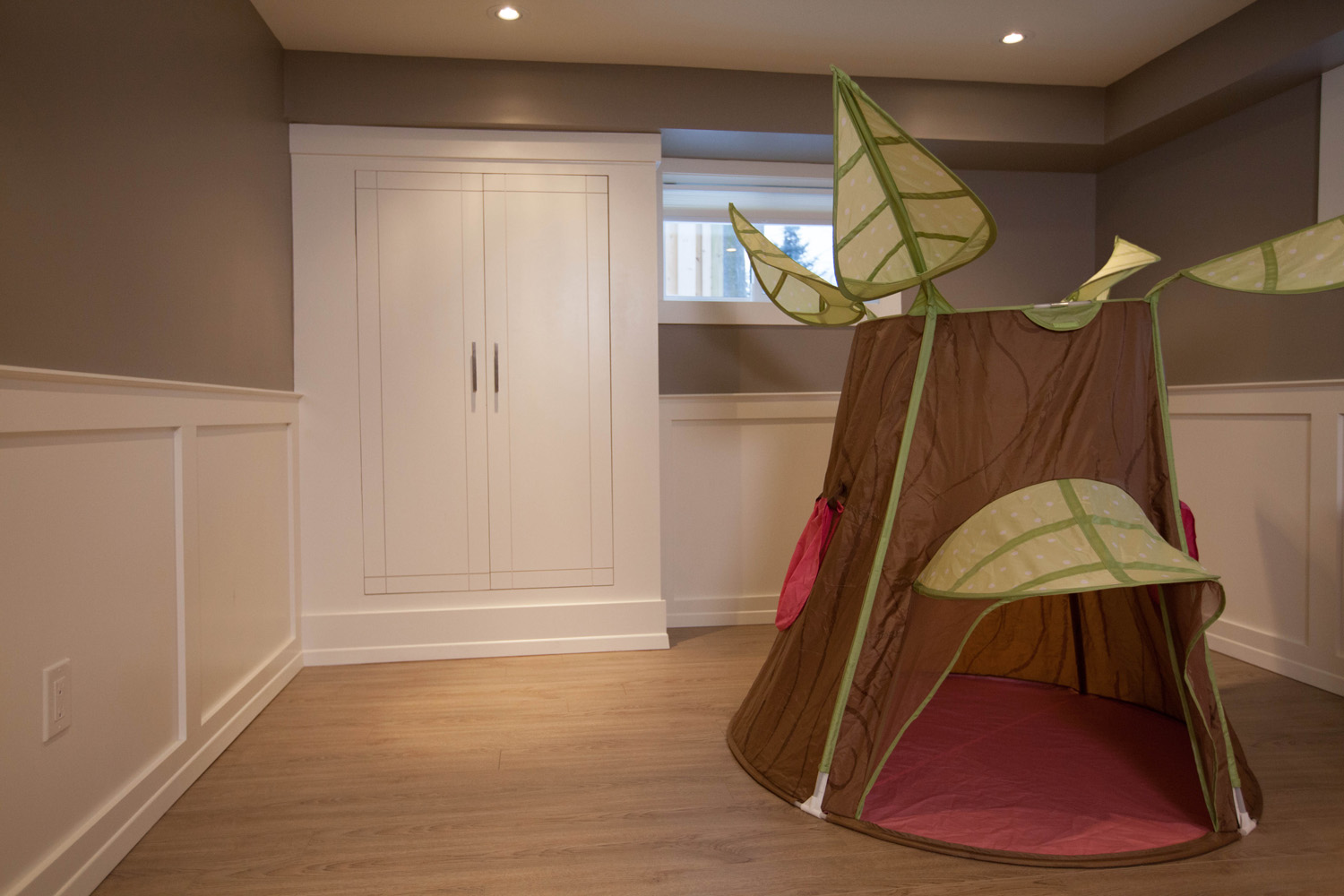 Playhouse for kids in a basement