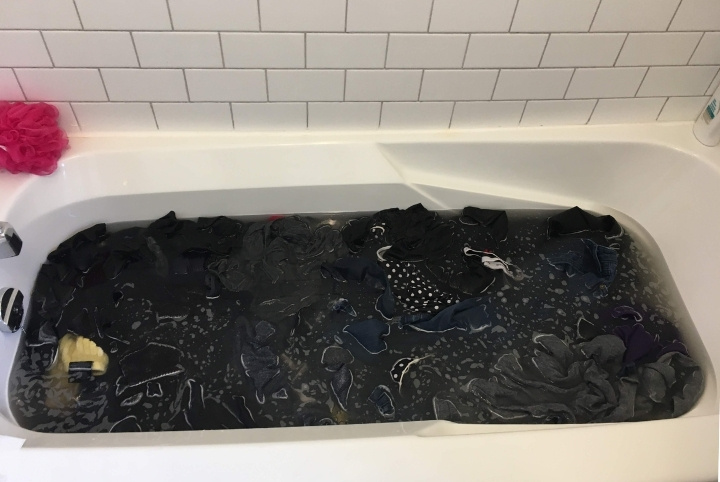 Laundry stripping in bathtub