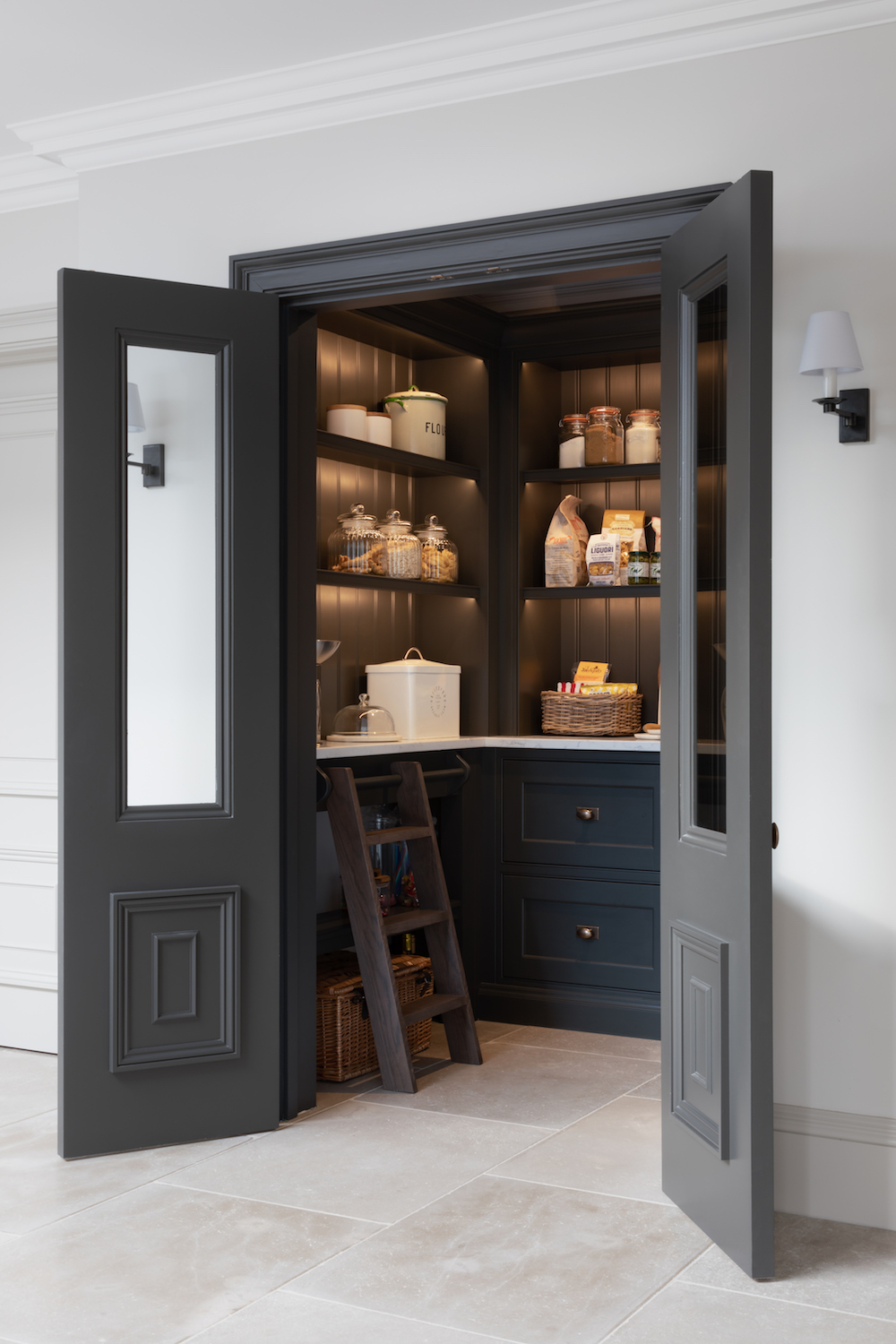 Luxury custom pantry in dark grey