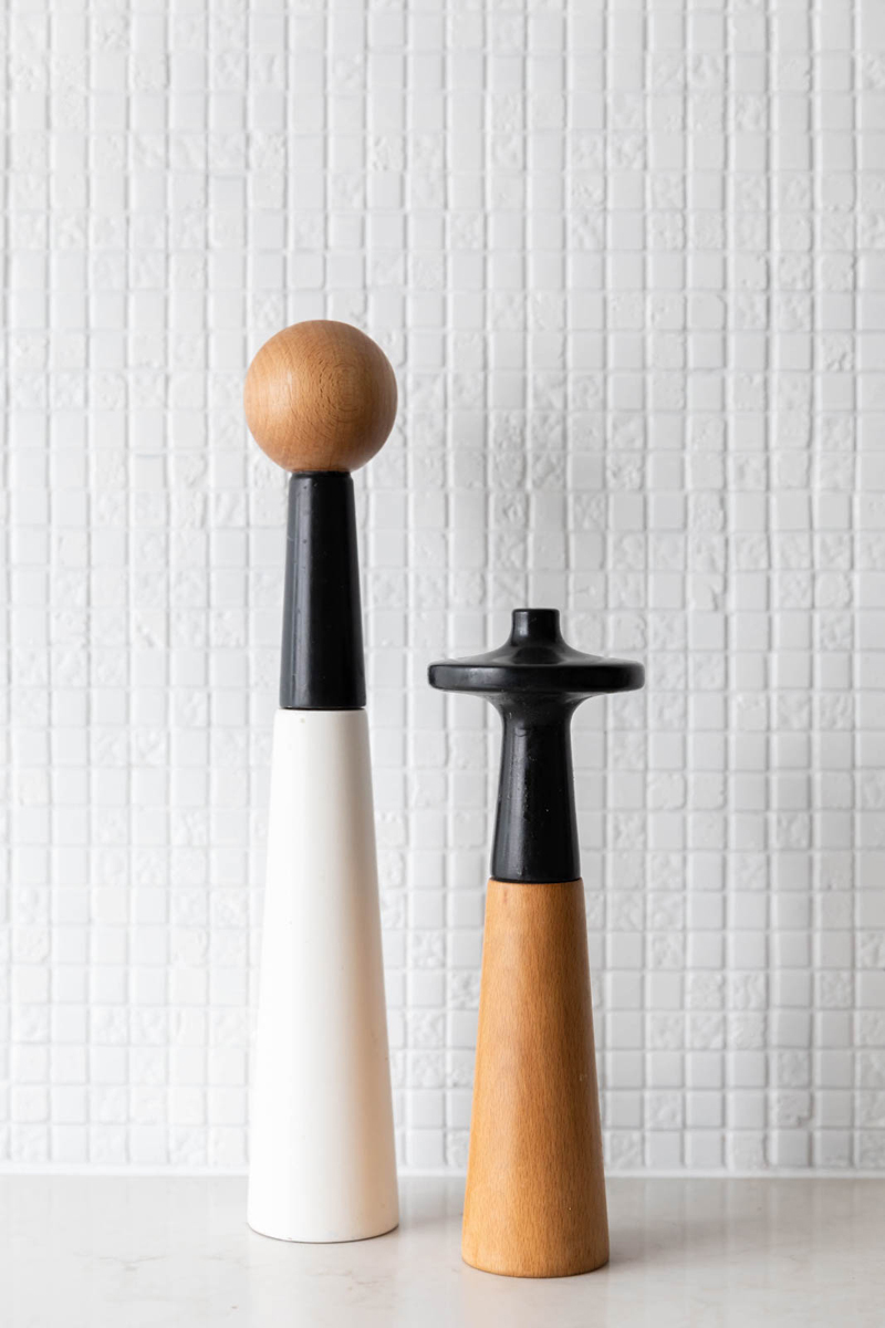 Tall, narrow, stylish salt and pepper shakers