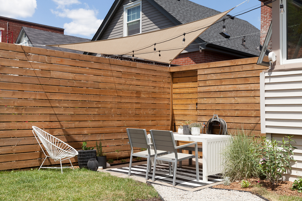 Wooden fence providing privacy in the backyard