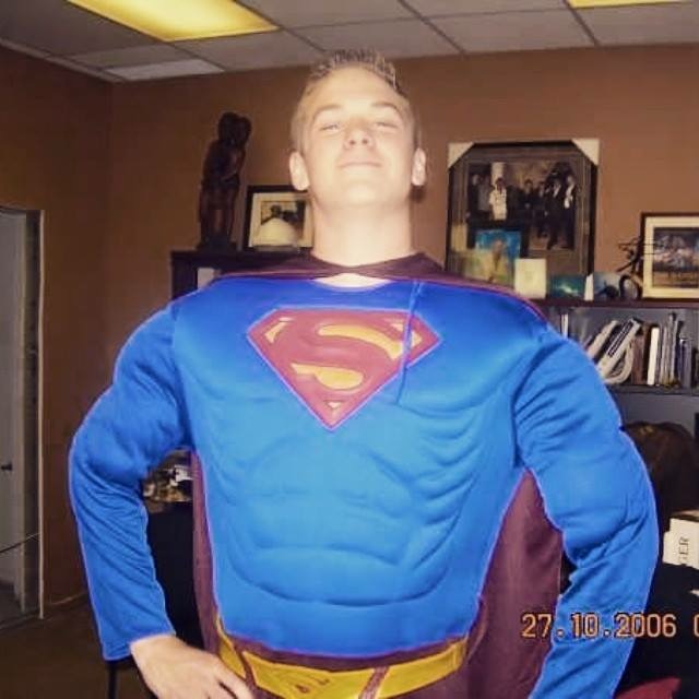 Mike Holmes Jr. dressed up as Superman