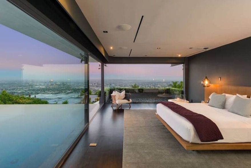 Master bedroom of Matthew Perry's Hollywood Hills home