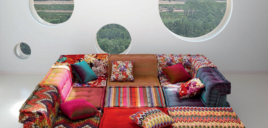 Oversized colourful Roche Bobois couch