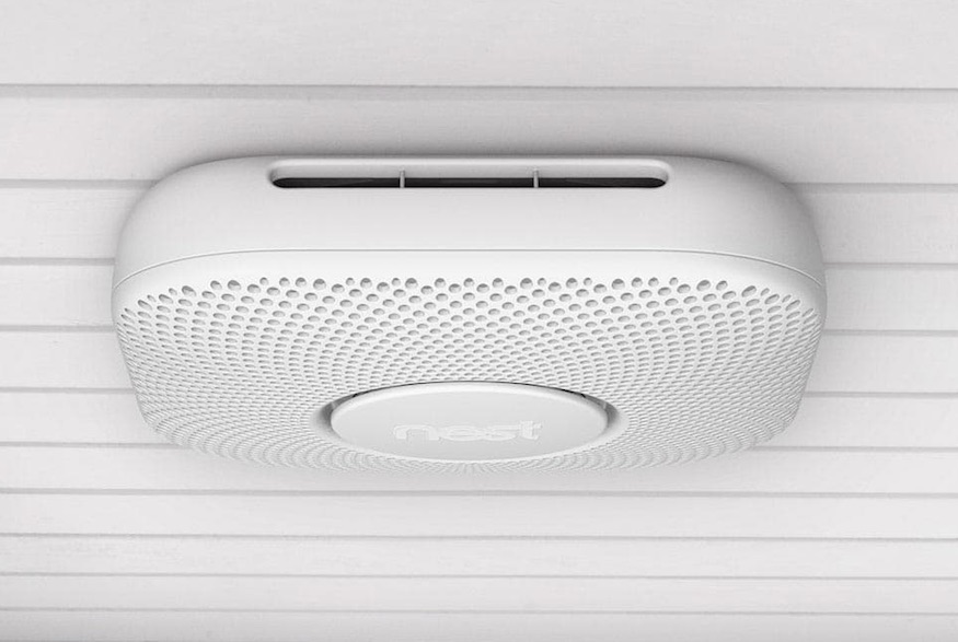Nest Protect Smoke Alarm/Carbon Monoxide Detector mounted on ceiling