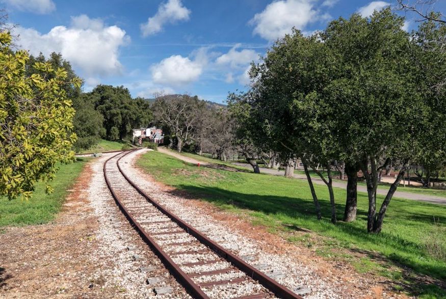 Extensive train tracks that circle the property of Neverland Ranch