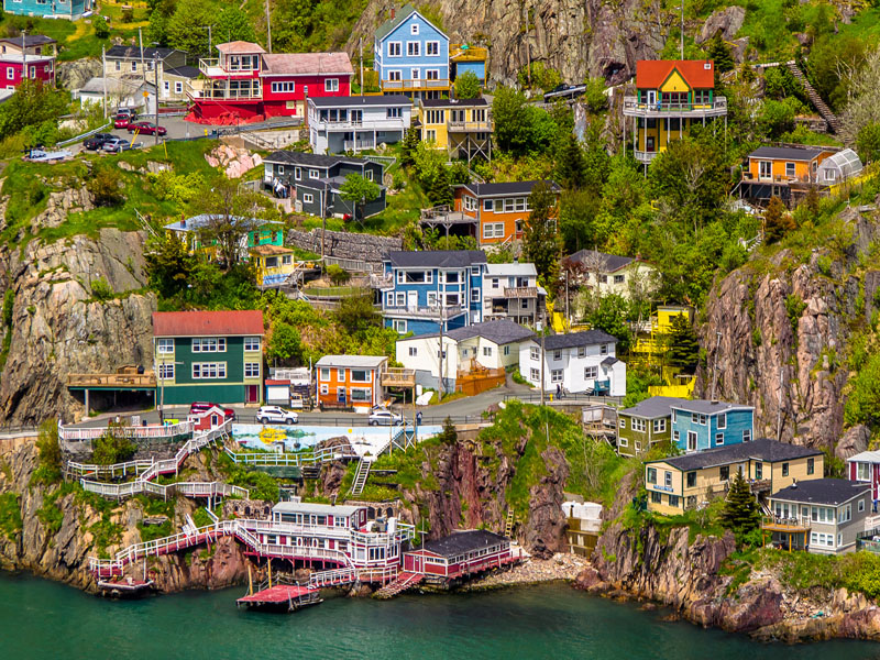 Colourful houses across a cityview in Newfoundland