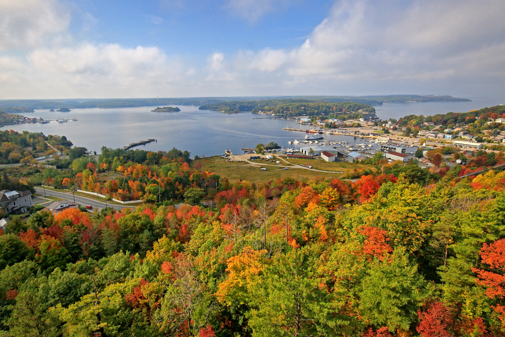 Aerial view of Parry Sound, Ontario