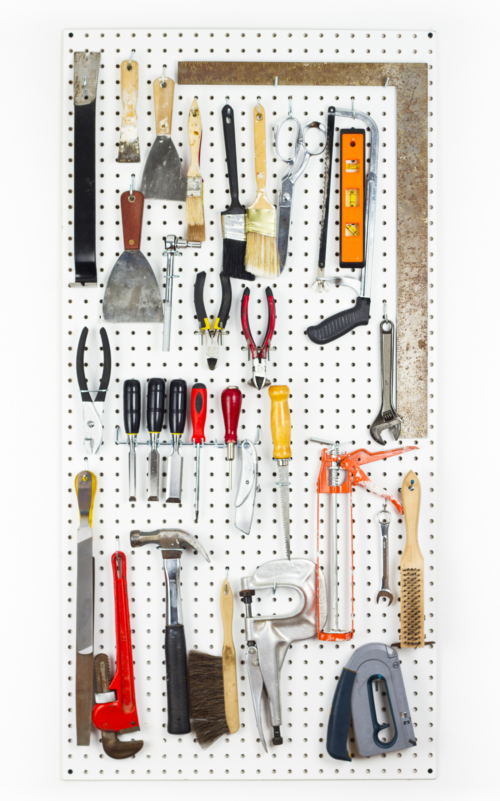 Pegboard with tools