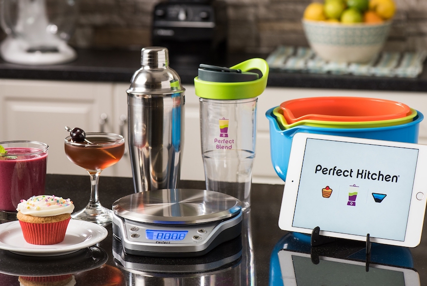 Cocktails, tablet and assorted devices for Perfect Kitchen PRO Smart Scale and App System