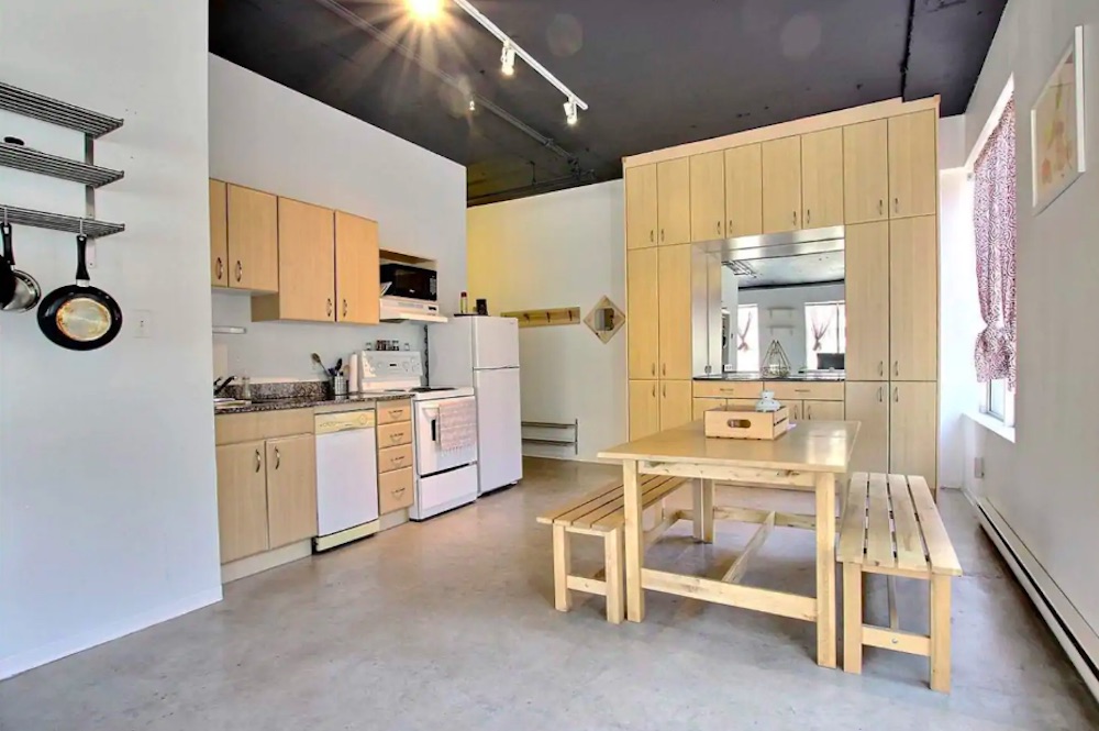Kitchen of Airbnb minimalist loft