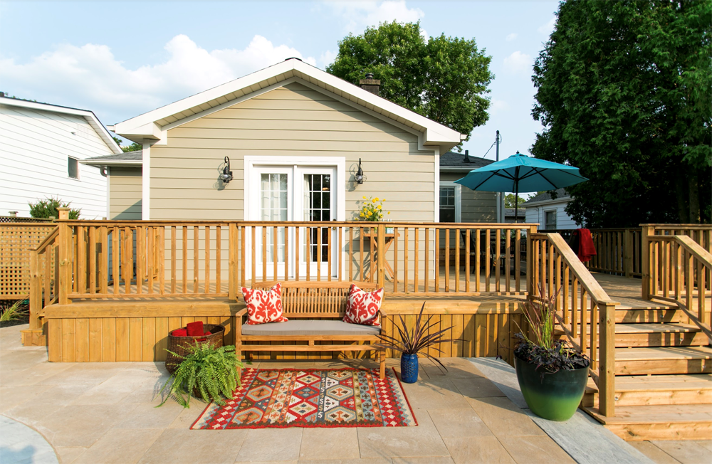 Backyard with wood deck