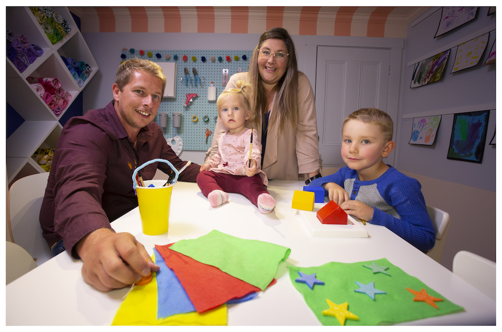 Randy, Melissa and the kids in their new craft room