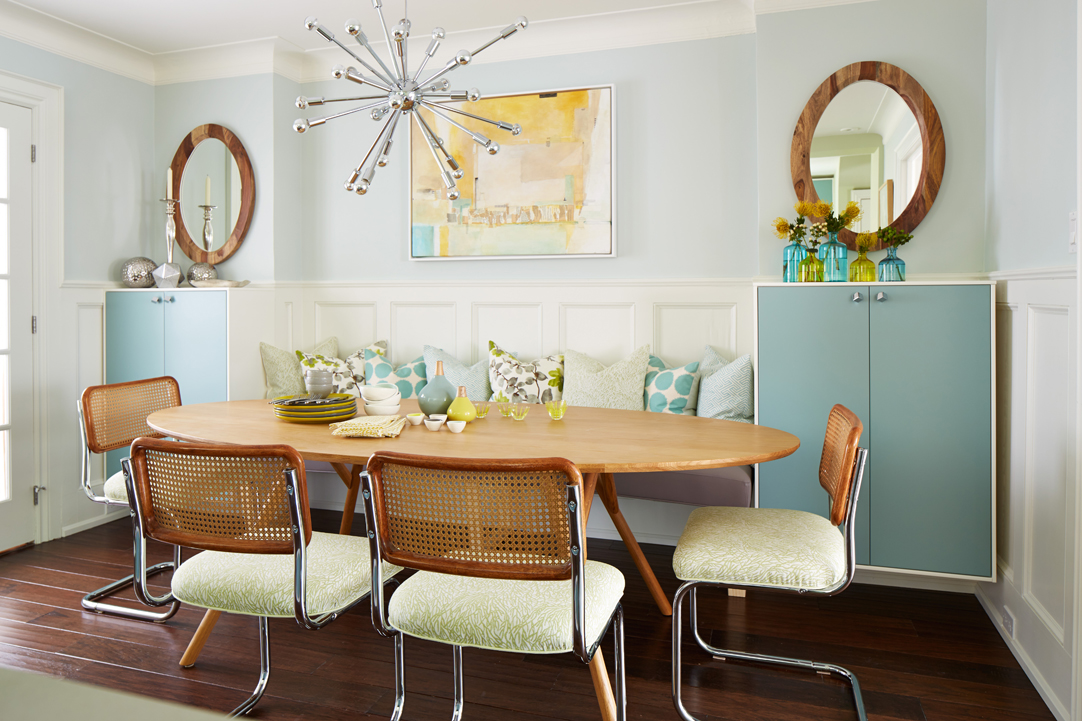 A gorgeous pastel-hued dining nook.