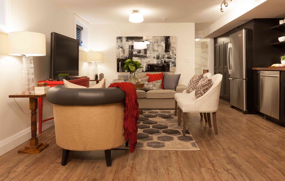 A very trendy finish to a basement apartment