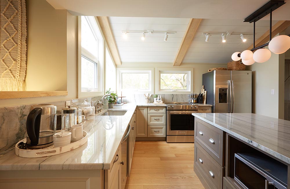 A renovated vacation rental kitchen