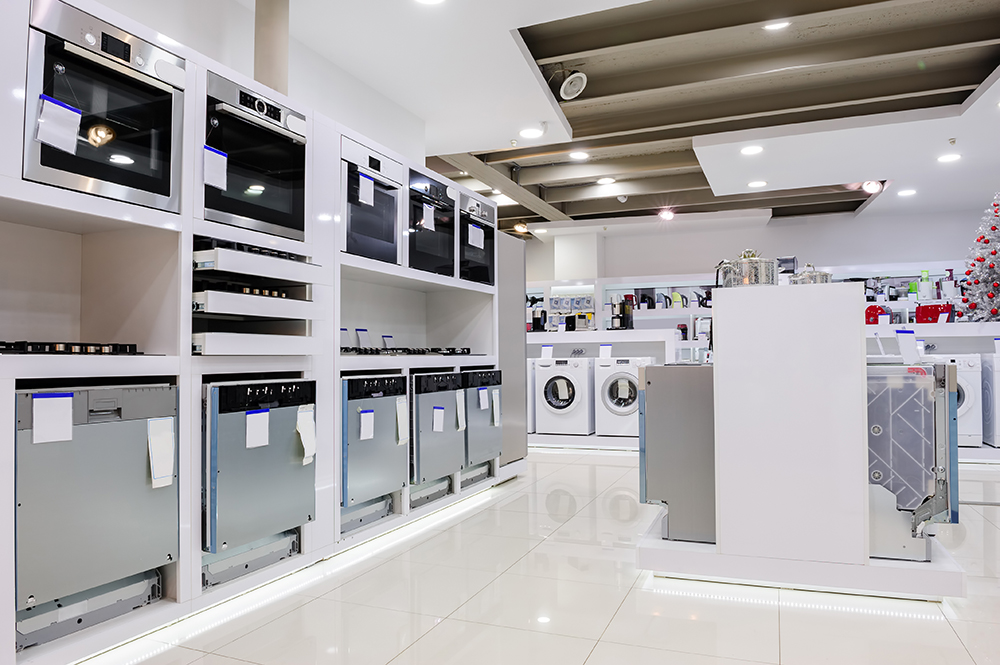 Kitchen appliances in retail store