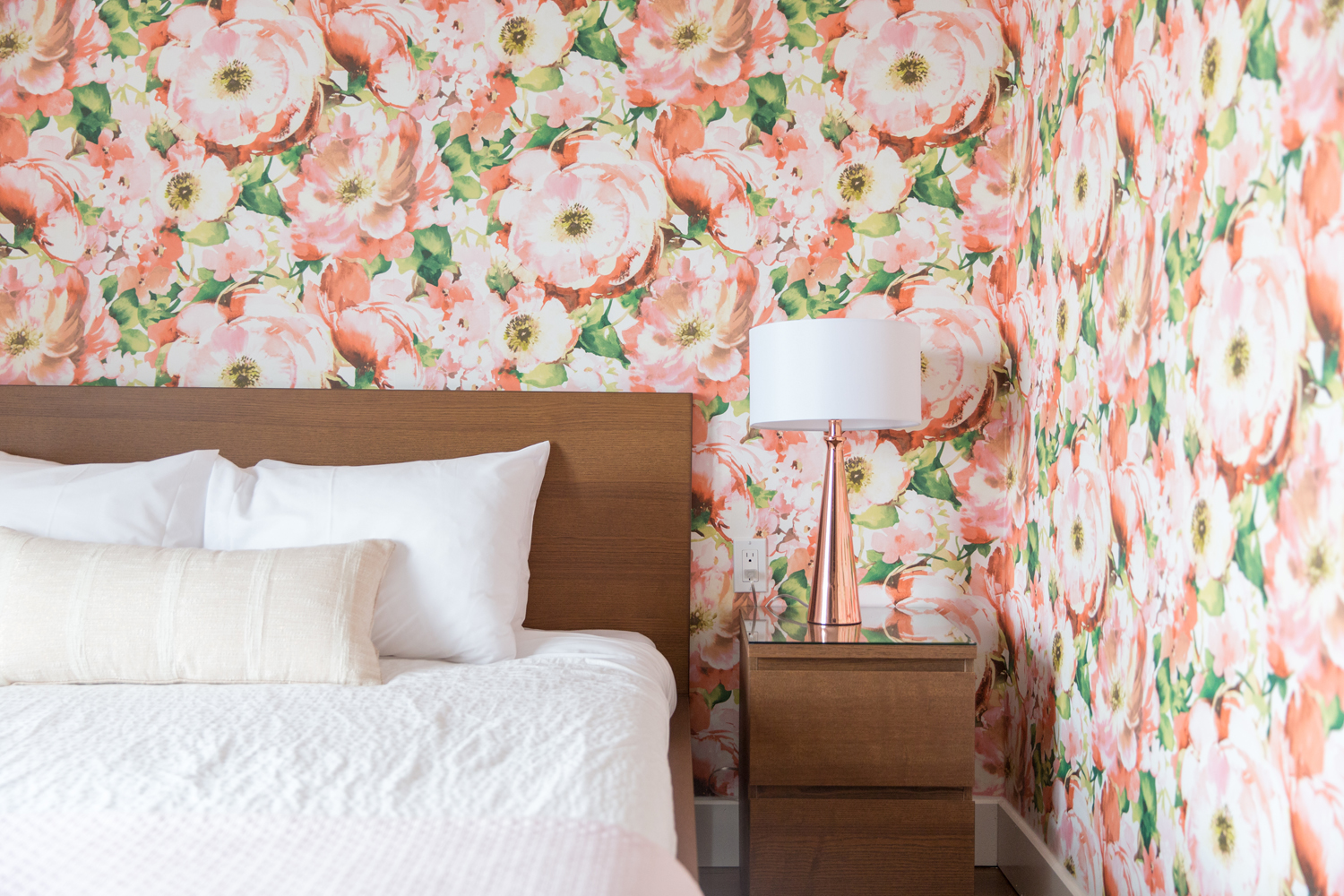 Floral wallpaper at the june motel in prince edward county