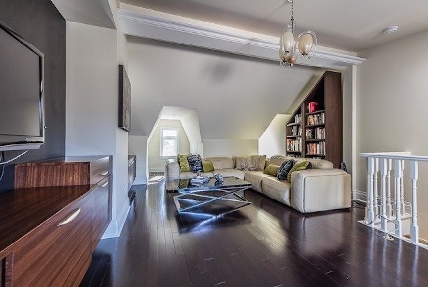 Alternate view in family room of Parisian-inspired home in Toronto's Summerhill neighbourhood