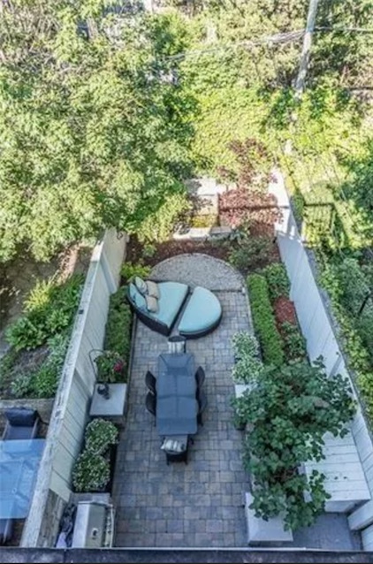 Aerial view of backyard in Parisian-inspired home in Toronto's Summerhill neighbourhood