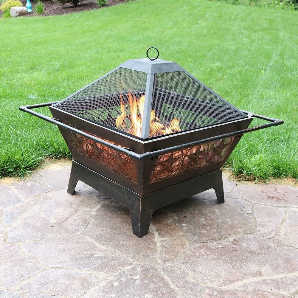 Firepit with star motif in outdoor setting