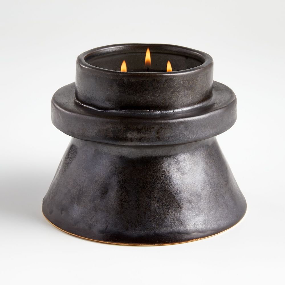 Three-flame black candle