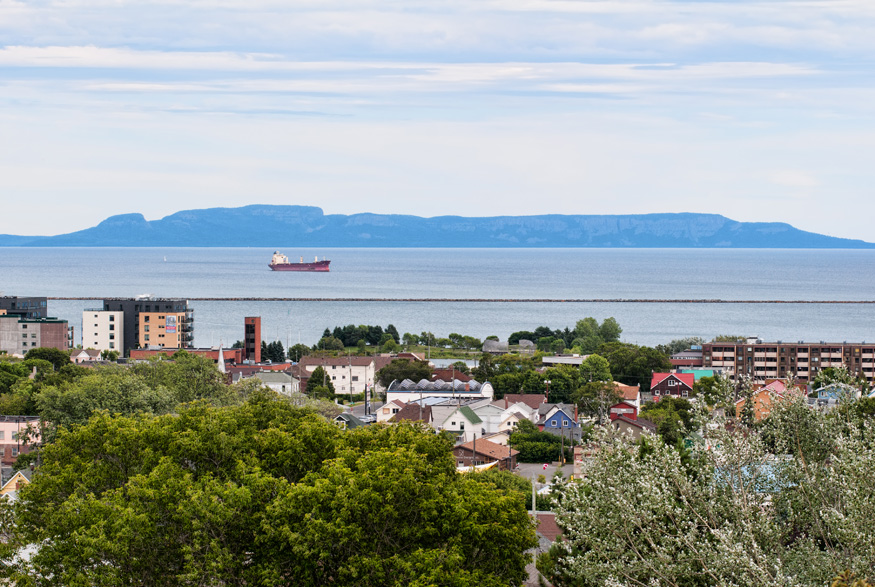 A skyline view of downtown Thunder Bay, Ontario