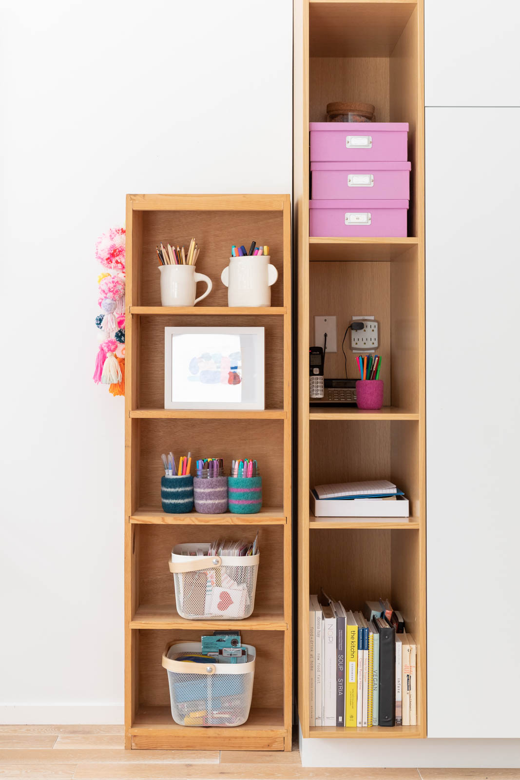 Two shelving units in the home office