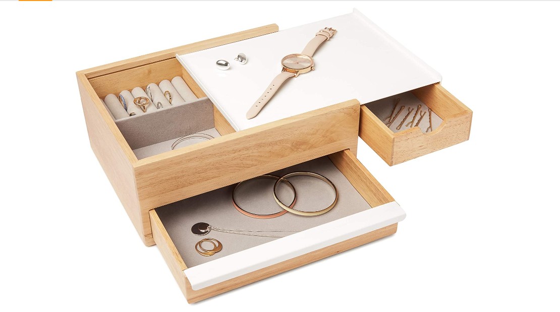 Jewellery box with storage compartments