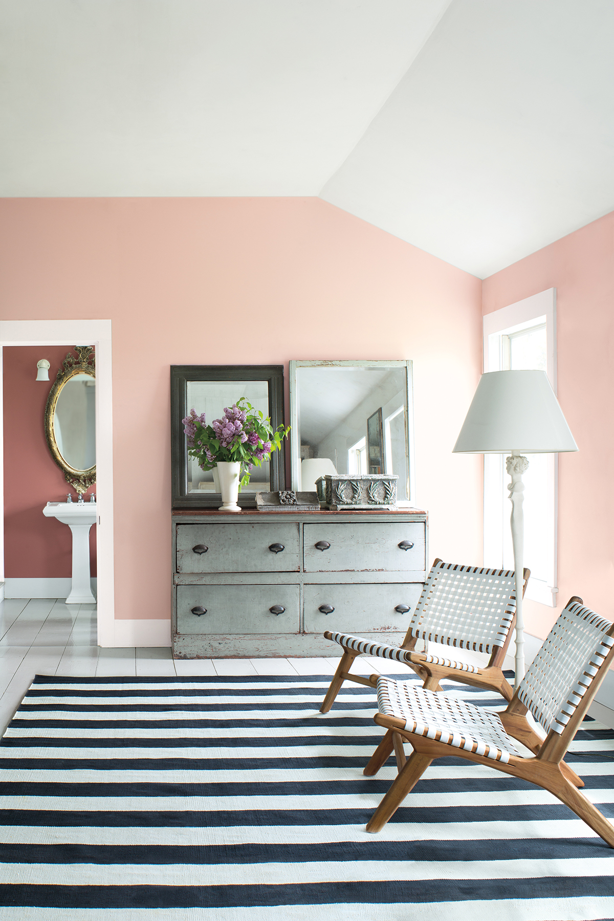 bedroom with soft pink bedroom