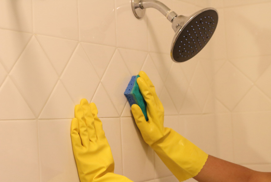 Cleaning while wearing gloves